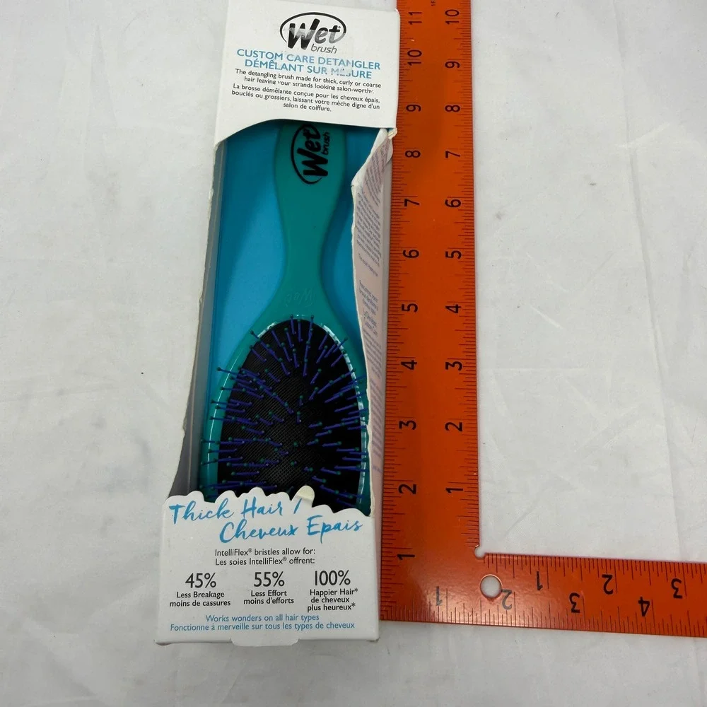 Wet Brush Custom Care Detangler for Thick Curly Hair Teal IntelliFlex Bristles